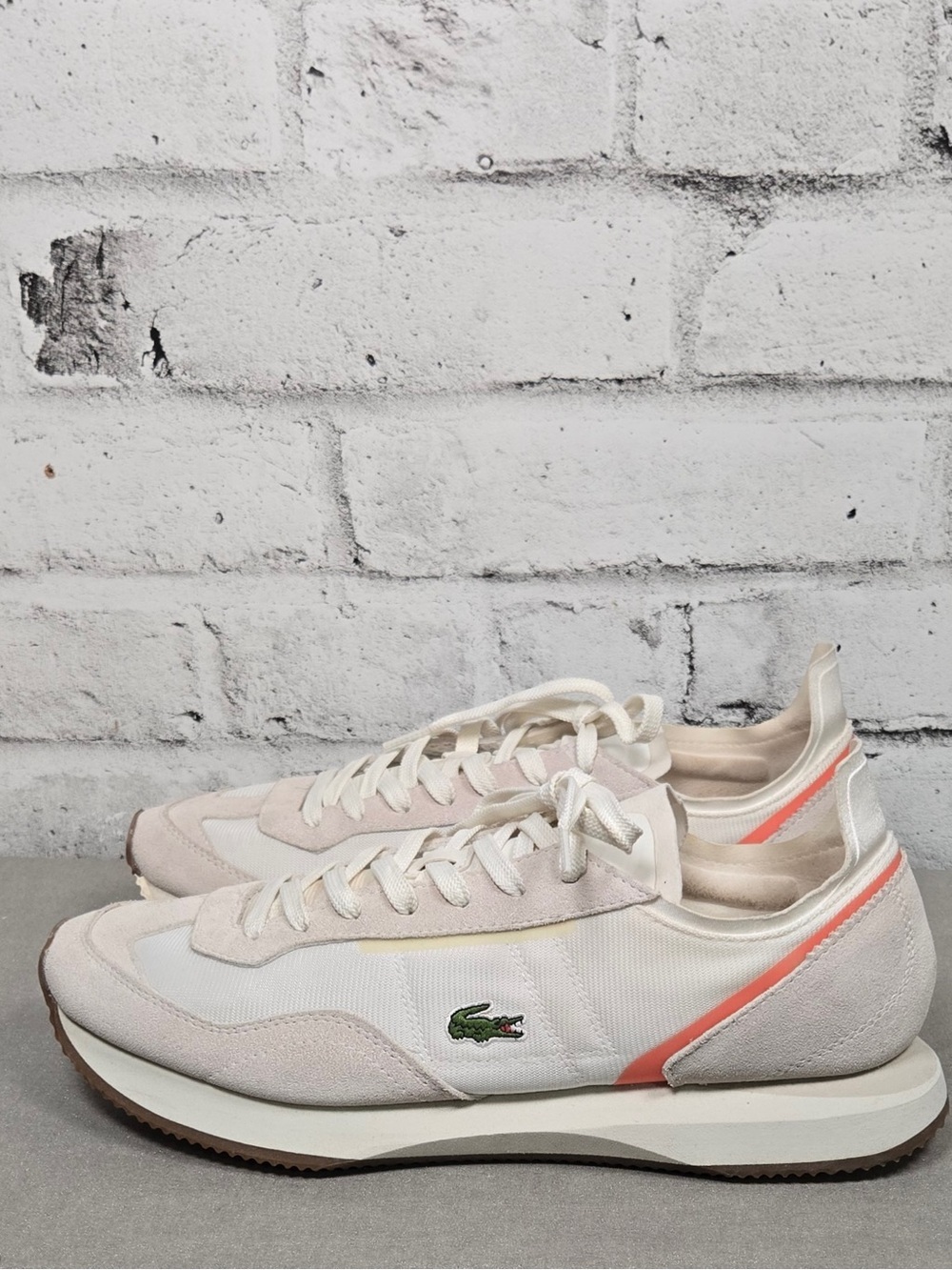 Lacoste Match Break 0721 White Suede Mesh Sneakers Mens Size 10.5 EU 44